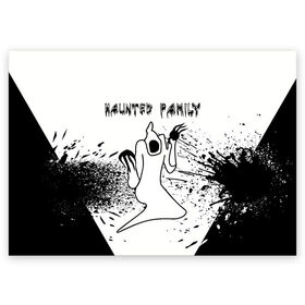 Поздравительная открытка с принтом KIZARU: HAUNTED FAMILY. в Екатеринбурге, 100% бумага | плотность бумаги 280 г/м2, матовая, на обратной стороне линовка и место для марки
 | Тематика изображения на принте: born to trap | haunted family | kizaru | rep | кизару | музыка | олег нечипоренко | репер | рэп | хантед фэмили