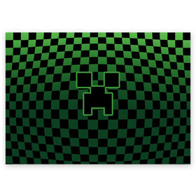 Поздравительная открытка с принтом Minecraft в Екатеринбурге, 100% бумага | плотность бумаги 280 г/м2, матовая, на обратной стороне линовка и место для марки
 | alex | creeper | minecraft | steve | алекс | блок | вызыватель | зомби | игра | крипер | майнкрафт | победитель | приключения | свинья | стив