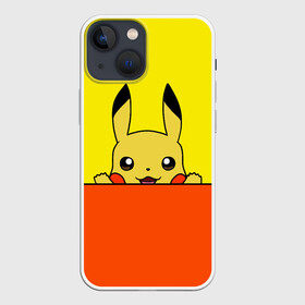 Чехол для iPhone 13 mini с принтом Пикачу в Екатеринбурге,  |  | baby | cartoon | emoji | happy | kawaii | pika pika | pikachu | pokemon go | team | глаз | детям | зайчик | иви | кавайный | кролик | малыш | мордочка | мультяшный | персонажи аниме | пика пика | пикачу | покемоны | улыбка | ушки | эмоции | 