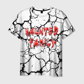 Мужская футболка 3D с принтом HAUNTED FAMILU KIZARU в Екатеринбурге, 100% полиэфир | прямой крой, круглый вырез горловины, длина до линии бедер | born to trap | haunted family | kizaru | rap | борн ту треп | кизару | музыка. | русский реп