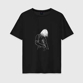 Женская футболка хлопок Oversize с принтом Курт Кобейн в Екатеринбурге, 100% хлопок | свободный крой, круглый ворот, спущенный рукав, длина до линии бедер
 | курт кобейн | нарвана арт. | нирвана