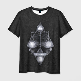Мужская футболка 3D с принтом ВЕСЫ в Екатеринбурге, 100% полиэфир | прямой крой, круглый вырез горловины, длина до линии бедер | libra | астрология | весы | знак зодиака | надппись