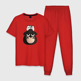 Мужская пижама хлопок с принтом Год быка 2021 в Екатеринбурге, 100% хлопок | брюки и футболка прямого кроя, без карманов, на брюках мягкая резинка на поясе и по низу штанин
 | 