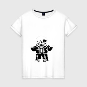 Женская футболка хлопок с принтом Understale - Sans в Екатеринбурге, 100% хлопок | прямой крой, круглый вырез горловины, длина до линии бедер, слегка спущенное плечо | sans | undertale | андертейл | игровое | санс | скелет | скелетон