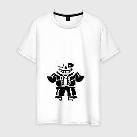 Мужская футболка хлопок с принтом Understale - Sans в Екатеринбурге, 100% хлопок | прямой крой, круглый вырез горловины, длина до линии бедер, слегка спущенное плечо. | sans | undertale | андертейл | игровое | санс | скелет | скелетон