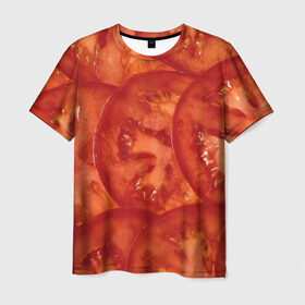 Мужская футболка 3D с принтом Помидорки в Екатеринбурге, 100% полиэфир | прямой крой, круглый вырез горловины, длина до линии бедер | арт | еда | лето | овощ | овощи | помидор | помидорки | помидоры | рисунок | томат | томаты
