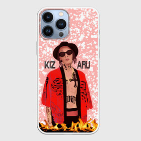 Чехол для iPhone 13 Pro Max с принтом KIZARU в Екатеринбурге,  |  | death in a cloak | explosion | haunted family lettering | haunted family print | kizaru | rapper | tattoos | белые кляксы | взрыв | кизару | надпись haunted family | певец | принт haunted family | розовый | рэпер | татуировки |