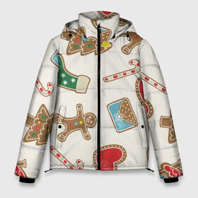 Мужская зимняя куртка 3D с принтом рождественские пряники в Екатеринбурге, верх — 100% полиэстер; подкладка — 100% полиэстер; утеплитель — 100% полиэстер | длина ниже бедра, свободный силуэт Оверсайз. Есть воротник-стойка, отстегивающийся капюшон и ветрозащитная планка. 

Боковые карманы с листочкой на кнопках и внутренний карман на молнии. | Тематика изображения на принте: 