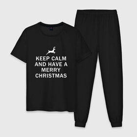 Мужская пижама хлопок с принтом K.C.A. Have a Merry Christmas в Екатеринбурге, 100% хлопок | брюки и футболка прямого кроя, без карманов, на брюках мягкая резинка на поясе и по низу штанин
 | 