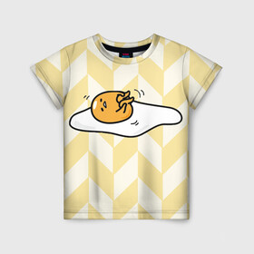 Детская футболка 3D с принтом гудетама в Екатеринбурге, 100% гипоаллергенный полиэфир | прямой крой, круглый вырез горловины, длина до линии бедер, чуть спущенное плечо, ткань немного тянется | гудетама | еда | ленивое яйцо | яичница