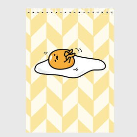 Скетчбук с принтом гудетама в Екатеринбурге, 100% бумага
 | 48 листов, плотность листов — 100 г/м2, плотность картонной обложки — 250 г/м2. Листы скреплены сверху удобной пружинной спиралью | Тематика изображения на принте: гудетама | еда | ленивое яйцо | яичница
