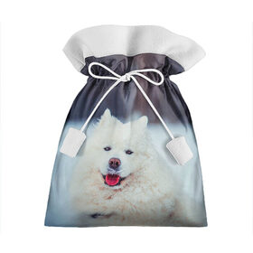 Подарочный 3D мешок с принтом САМОЕД в Екатеринбурге, 100% полиэстер | Размер: 29*39 см | animals | dog | winter | домашние | друг | животные | звери | зима | лайка | пес | песель | природа | пушистый | самоед | собаки | собачка | хаски