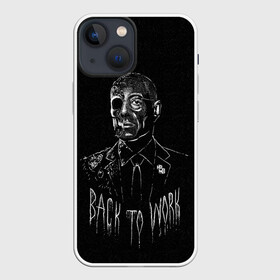 Чехол для iPhone 13 mini с принтом Back to work в Екатеринбурге,  |  | br ba | breaking bad | gus | gustavo fring | heisenberg | jesse pinkman | los pollos hermanos | vdzagmar | walter white | во все тяжкие | гус | густаво фринг | джесси пинкман | уолтер уайт | хайзенберг