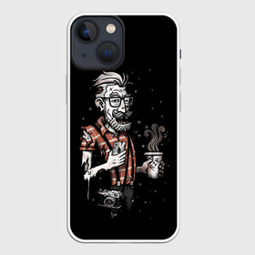 Чехол для iPhone 13 mini с принтом Зомби Хипстер в Екатеринбурге,  |  | 100 | alter | bad | beard | boy | dead | death | ego | head | hipster | life | old | omg | real | retro | skull | zombie | борода | бородач | бро | зомби | на | ретро | стиле | хипстер | череп | эко