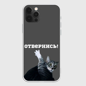 Чехол для iPhone 12 Pro с принтом Отвернись! в Екатеринбурге, силикон | область печати: задняя сторона чехла, без боковых панелей | cat | кот | смущение