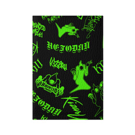 Обложка для паспорта матовая кожа с принтом KIZARU / HAUNTED FAMILY в Екатеринбурге, натуральная матовая кожа | размер 19,3 х 13,7 см; прозрачные пластиковые крепления | haunted family | kizaru | kizaru   haunted family | rap | кизару | негодяй | рэп | хип хоп