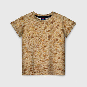 Детская футболка 3D с принтом Хлеб в Екатеринбурге, 100% гипоаллергенный полиэфир | прямой крой, круглый вырез горловины, длина до линии бедер, чуть спущенное плечо, ткань немного тянется | 2020 | 2021 | еда | лаваш | плед | подарок | приколы | текстура | футболка | хлеб
