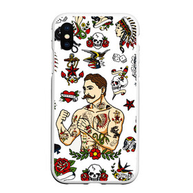 Чехол для iPhone XS Max матовый с принтом HIPSTER TATTOO в Екатеринбурге, Силикон | Область печати: задняя сторона чехла, без боковых панелей | hipsters | tattoo | девушка в тату | птицы | тату | усы | хипстер | хипстеры | черепа и розы | черепа и цветы | чёрная пантера | чувак | это борода. | я есть стиль