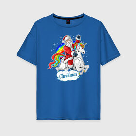 Женская футболка хлопок Oversize с принтом Santa Claus Rides в Екатеринбурге, 100% хлопок | свободный крой, круглый ворот, спущенный рукав, длина до линии бедер
 | 