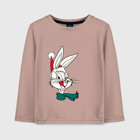 Детский лонгслив хлопок с принтом Bugs Bunny в Екатеринбурге, 100% хлопок | круглый вырез горловины, полуприлегающий силуэт, длина до линии бедер | looney tunes | warner bros | багз банни | безумные мелодии | веселые мелодии | ворнер | луни тюнз | луни тюнс | мультяшки | новый год