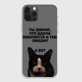 Чехол для iPhone 12 Pro Max с принтом Кот к удаче в Екатеринбурге, Силикон |  | cat | luck | кот | мотивация | неприличное | удача | успех