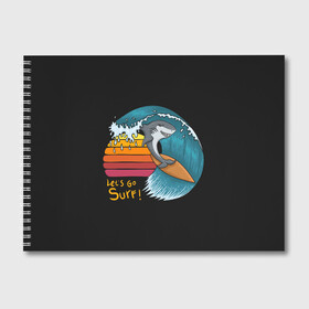 Альбом для рисования с принтом Baby Shark Lets Surf в Екатеринбурге, 100% бумага
 | матовая бумага, плотность 200 мг. | 