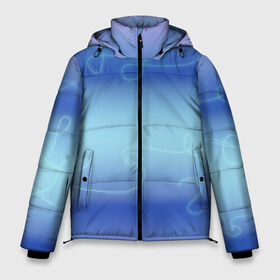 Мужская зимняя куртка 3D с принтом Синие рисунки в Екатеринбурге, верх — 100% полиэстер; подкладка — 100% полиэстер; утеплитель — 100% полиэстер | длина ниже бедра, свободный силуэт Оверсайз. Есть воротник-стойка, отстегивающийся капюшон и ветрозащитная планка. 

Боковые карманы с листочкой на кнопках и внутренний карман на молнии. | модное | неоновое | проста | синий
