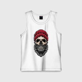 Детская майка хлопок с принтом Hipster в Екатеринбурге,  |  | beard | cap | cool | fashion | grin | hipster | hype | jaw | moustache | orbits | skull | teeth | борода | глазницы | зубы | круто | мода | оскал | пасть | усы | хайп | череп | шапка