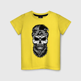 Детская футболка хлопок с принтом Hipster в Екатеринбурге, 100% хлопок | круглый вырез горловины, полуприлегающий силуэт, длина до линии бедер | bandana | beard | cool | dude | fashion | hipster | hype | moustache | orbits | skull | teeth | бандана | борода | глазницы | зубы | крутo | мода | усы | хайп | череп | чувак