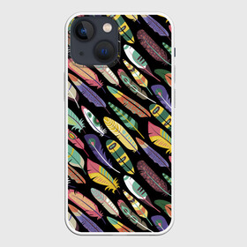 Чехол для iPhone 13 mini с принтом Feathers 2022 в Екатеринбурге,  |  | color | cool | fashion | feather | hipster | круто | мода | перо | хипстер | цвет