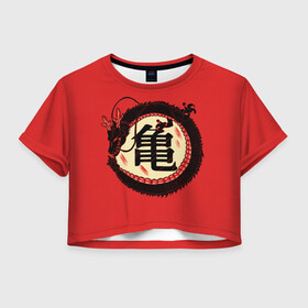 Женская футболка Crop-top 3D с принтом Иероглифы Китайский Дракон в Екатеринбурге, 100% полиэстер | круглая горловина, длина футболки до линии талии, рукава с отворотами | знаки | иероглиф | иероглифы | надписи | прикольная надпись | серая | токио | япония | японская | японский