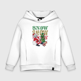 Детское худи Oversize хлопок с принтом Snow Snow Snow в Екатеринбурге, френч-терри — 70% хлопок, 30% полиэстер. Мягкий теплый начес внутри —100% хлопок | боковые карманы, эластичные манжеты и нижняя кромка, капюшон на магнитной кнопке | tom and jerry | vdkimel | warner bros | том и джерри