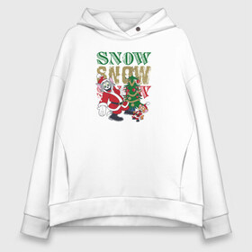 Женское худи Oversize хлопок с принтом Snow Snow Snow в Екатеринбурге, френч-терри — 70% хлопок, 30% полиэстер. Мягкий теплый начес внутри —100% хлопок | боковые карманы, эластичные манжеты и нижняя кромка, капюшон на магнитной кнопке | tom and jerry | vdkimel | warner bros | том и джерри