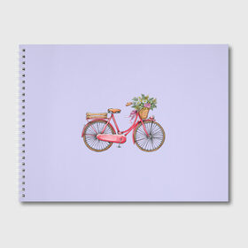 Альбом для рисования с принтом Bicycle в Екатеринбурге, 100% бумага
 | матовая бумага, плотность 200 мг. | Тематика изображения на принте: букет | велосипед | лето | цветы
