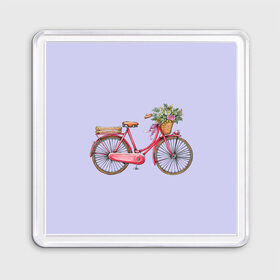 Магнит 55*55 с принтом Bicycle в Екатеринбурге, Пластик | Размер: 65*65 мм; Размер печати: 55*55 мм | букет | велосипед | лето | цветы