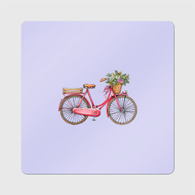 Магнит виниловый Квадрат с принтом Bicycle в Екатеринбурге, полимерный материал с магнитным слоем | размер 9*9 см, закругленные углы | букет | велосипед | лето | цветы