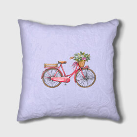 Подушка 3D с принтом Bicycle в Екатеринбурге, наволочка – 100% полиэстер, наполнитель – холлофайбер (легкий наполнитель, не вызывает аллергию). | состоит из подушки и наволочки. Наволочка на молнии, легко снимается для стирки | букет | велосипед | лето | цветы