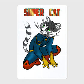 Магнитный плакат 2Х3 с принтом Супер Кот в Екатеринбурге, Полимерный материал с магнитным слоем | 6 деталей размером 9*9 см | Тематика изображения на принте: кот | коты. cat | кошка. котик. котенок