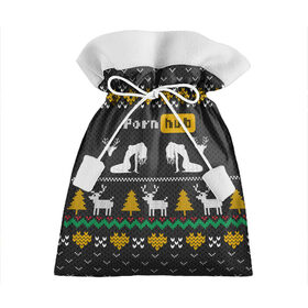 Подарочный 3D мешок с принтом Pornhub свитер с оленями в Екатеринбурге, 100% полиэстер | Размер: 29*39 см | 2021 | knit | knitted | merch | new year | sweater | ugly sweater | вязанный | вязяный | зимний | лого | логотип | мерч | новый год | олени | рождественский | рождественский свитер | рождес