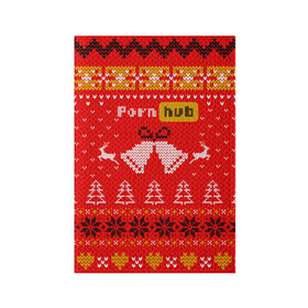 Обложка для паспорта матовая кожа с принтом Pornhub рождественский свитер в Екатеринбурге, натуральная матовая кожа | размер 19,3 х 13,7 см; прозрачные пластиковые крепления | Тематика изображения на принте: 2021 | christmas | knit | knitted | merch | new year | sweater | ugly sweater | вязанный | вязяный | зимний | лого | логотип | мерч | новый год | олени | рождественский | рождество