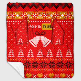 Плед с рукавами с принтом Pornhub рождественский свитер в Екатеринбурге, 100% полиэстер | Закругленные углы, все края обработаны. Ткань не мнется и не растягивается. Размер 170*145 | Тематика изображения на принте: 2021 | christmas | knit | knitted | merch | new year | sweater | ugly sweater | вязанный | вязяный | зимний | лого | логотип | мерч | новый год | олени | рождественский | рождество