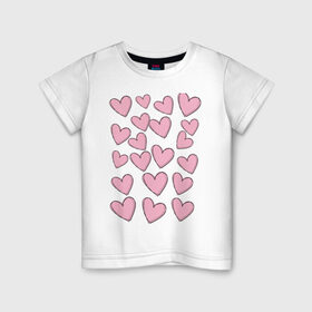 Детская футболка хлопок с принтом Маленькие сердца в Екатеринбурге, 100% хлопок | круглый вырез горловины, полуприлегающий силуэт, длина до линии бедер | любовь | милость | простота | розовый | сердце