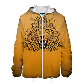 Мужская куртка 3D с принтом Леопард в Екатеринбурге, ткань верха — 100% полиэстер, подклад — флис | прямой крой, подол и капюшон оформлены резинкой с фиксаторами, два кармана без застежек по бокам, один большой потайной карман на груди. Карман на груди застегивается на липучку | big cat | cat | leopard | кот | кошка | леопард