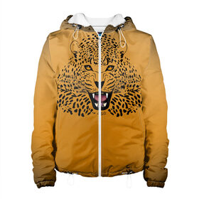 Женская куртка 3D с принтом Леопард в Екатеринбурге, ткань верха — 100% полиэстер, подклад — флис | прямой крой, подол и капюшон оформлены резинкой с фиксаторами, два кармана без застежек по бокам, один большой потайной карман на груди. Карман на груди застегивается на липучку | big cat | cat | leopard | кот | кошка | леопард