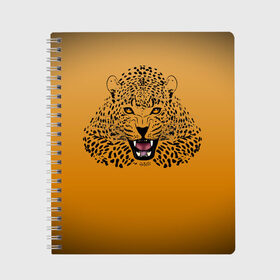 Тетрадь с принтом Леопард в Екатеринбурге, 100% бумага | 48 листов, плотность листов — 60 г/м2, плотность картонной обложки — 250 г/м2. Листы скреплены сбоку удобной пружинной спиралью. Уголки страниц и обложки скругленные. Цвет линий — светло-серый
 | big cat | cat | leopard | кот | кошка | леопард