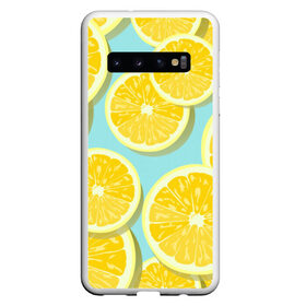 Чехол для Samsung Galaxy S10 с принтом лимончики в Екатеринбурге, Силикон | Область печати: задняя сторона чехла, без боковых панелей | Тематика изображения на принте: еда | лимон | фрукты | цитрусы