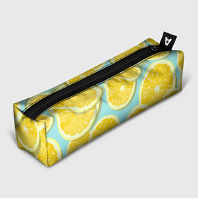 Пенал 3D с принтом лимончики в Екатеринбурге, 100% полиэстер | плотная ткань, застежка на молнии | Тематика изображения на принте: еда | лимон | фрукты | цитрусы