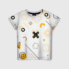 Детская футболка 3D с принтом узоры в Екатеринбурге, 100% гипоаллергенный полиэфир | прямой крой, круглый вырез горловины, длина до линии бедер, чуть спущенное плечо, ткань немного тянется | крестик | круг | полоски | разноцветные | стрелки | точка | узоры