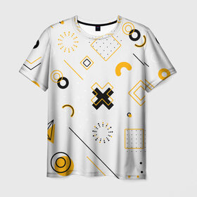 Мужская футболка 3D с принтом узоры в Екатеринбурге, 100% полиэфир | прямой крой, круглый вырез горловины, длина до линии бедер | крестик | круг | полоски | разноцветные | стрелки | точка | узоры