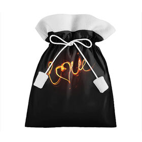 Подарочный 3D мешок с принтом Огненная любовь в Екатеринбурге, 100% полиэстер | Размер: 29*39 см | любовь | огненная надпись | позитив. | романтика | сердце | я люблю